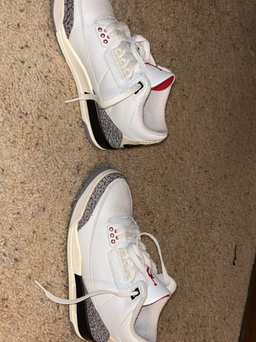 Jordan Mens White and Red Retro Sneakers with Elephant Print